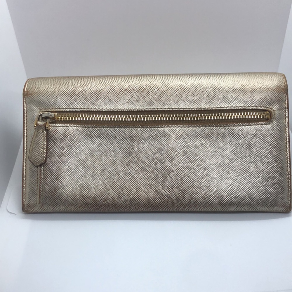 Gold Prada Saffiano Leather Long Wallet - Picture 8 of 12
